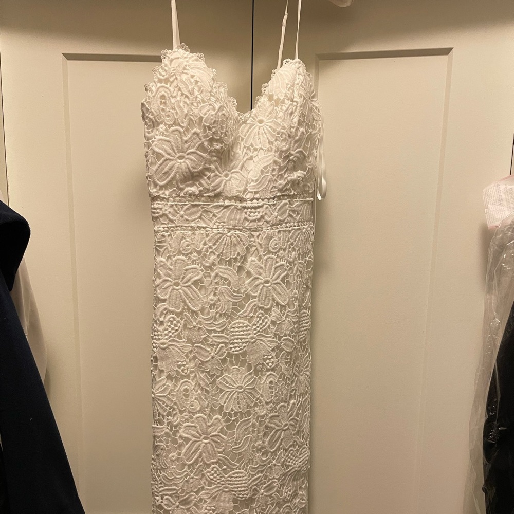 White lace midi dress